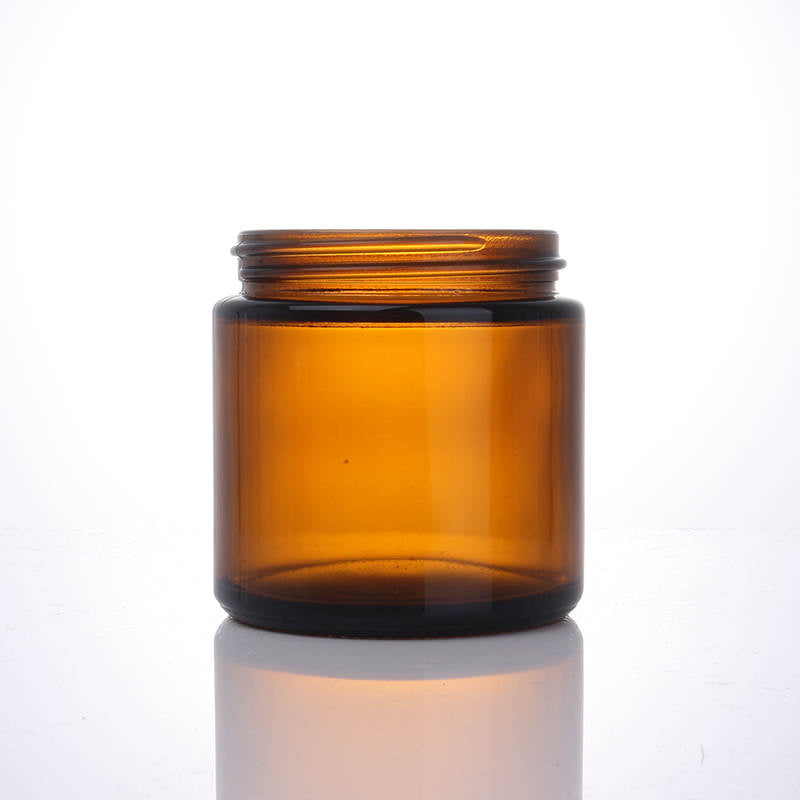 Candle glass jars, Amber glass candle jars, lids included — All